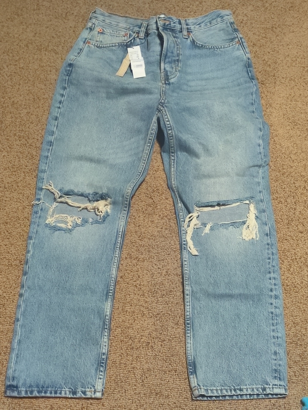 Topshop Light Blue Distressed Dad Jeans